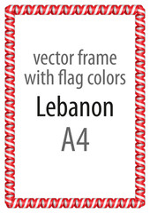 Frame and border of ribbon with the colors of the Lebanon flag
