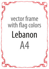 Frame and border of ribbon with the colors of the Lebanon flag