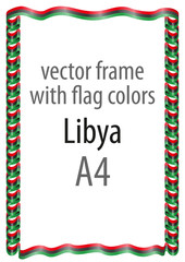 Frame and border of ribbon with the colors of the Libya flag