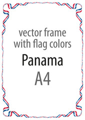 Frame and border of ribbon with the colors of the Panama flag
