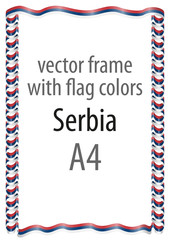 Frame and border of ribbon with the colors of the Serbia flag