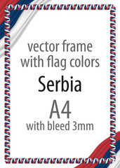 Frame and border of ribbon with the colors of the Serbia flag