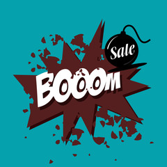 Illustration of a bomb with a burning cord, super discounts