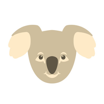 Koala Bear  head  vector illustration style Flat