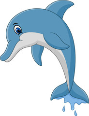 Obraz premium Cartoon dolphin jumping