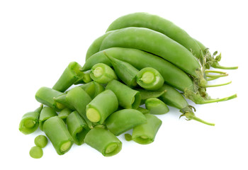 fresh green peas isolated on a white background