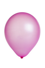 Single pink balloon isolated on white.