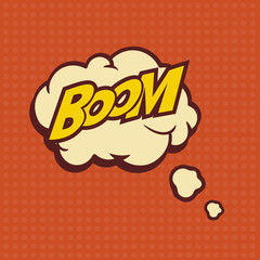 Illustration of a Boom! in comic stile, on cloud