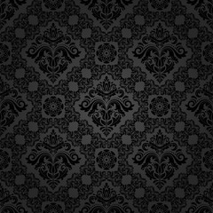 Seamless baroque dark pattern. Traditional classic orient ornament