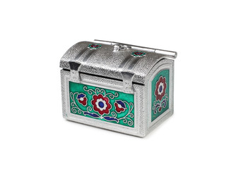 Metal antique chest on a white background