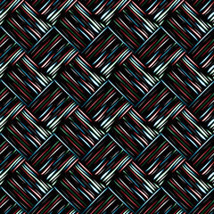 colored shapes on black background