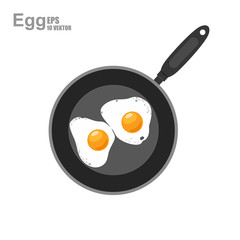 Illustration of two realistic egg on a black frying pan, flat design