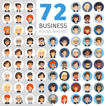 Flat Businessmen Round Avatars Big Collection