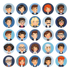 Flat Business Round Avatars on Color