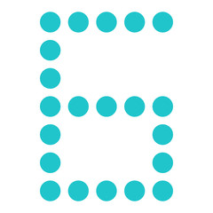 Digital number six 6 display board round dot