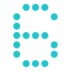 Digital number 6 six display board round dot