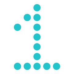 Digital number 1 one display board round dot