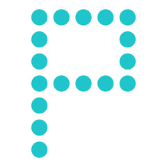 Digital letter P display board round dot