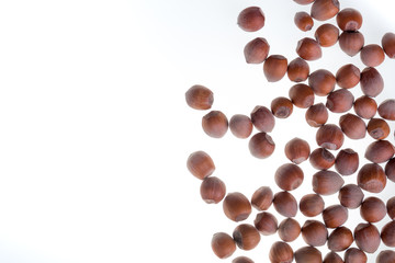 Hazelnuts on a white background. Isolated. Dried nuts.