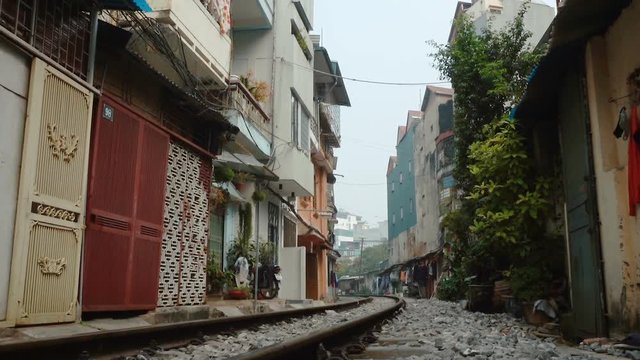 View of the Railway that passes through the center of Hanoi

