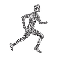 The silhouette of a runner from circles black