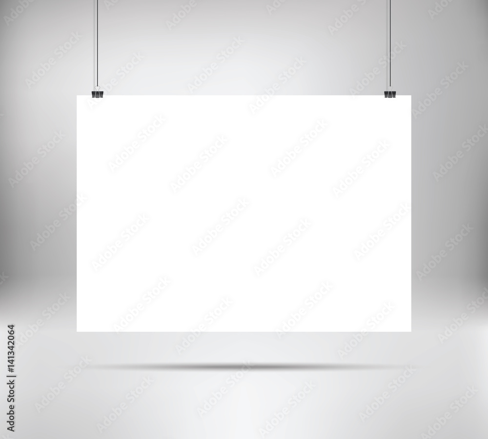 Fototapete empty white vector horizontal poster template. poster mock up. template of white blank vector poster
