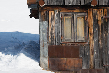 Huts and snowy landscapes