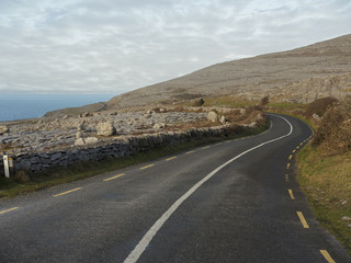 Road  in a mountain to the ocean.