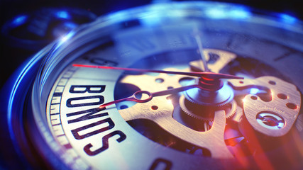 Obraz premium Bonds - Phrase on Vintage Pocket Clock. 3D Illustration.