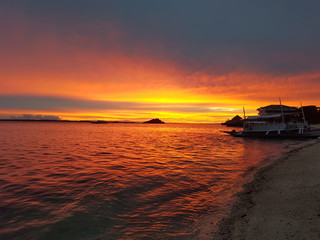 Sunset in Malapasqua. Island in the Philippines