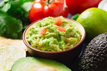 Guacamole with ingredients