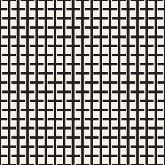 Weave Seamless Pattern. Braiding Background of Intersecting Stripes Lattice. Black and White Geometric Vector Illustration.