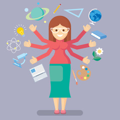 School teacher. Education and science concept illustrations. Vector art illustration.