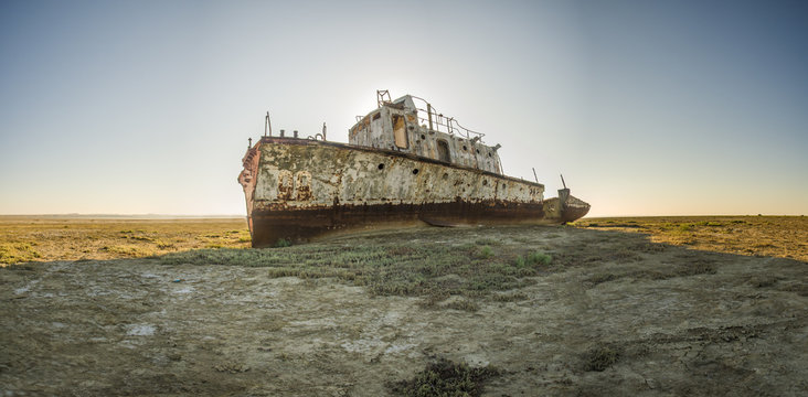 The ship graveyard of the Aral Sea.