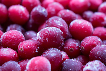 Frozen cranberry (mooseberry, bog-berry)  close up