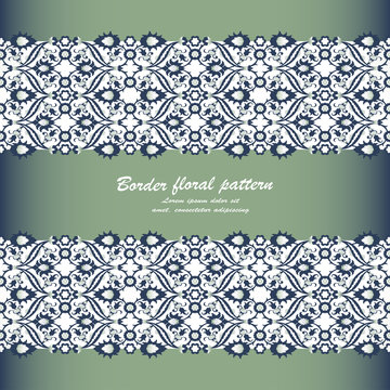 Arabesque lace damask seamless border floral decoration print  