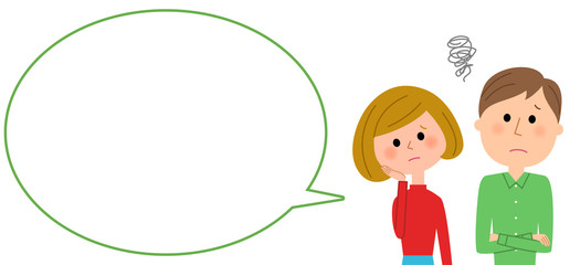 困る若いカップル　吹き出し