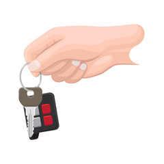 Car Key in Human Hand Flat Vector Illustration