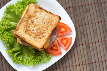 sandwich with cheese, tomato and smoked meat