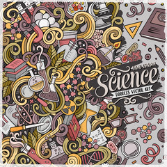 Cartoon cute doodles hand drawn Science frame