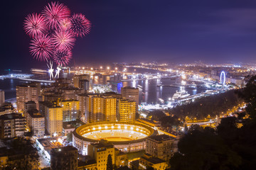 Fireworks above Malaga city