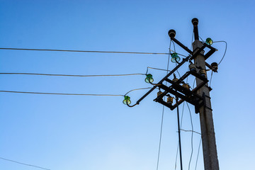 Electrical pole with sky in backgrownd