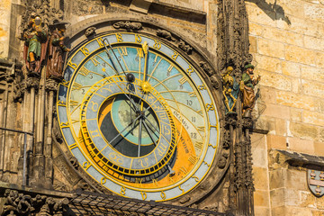 Close up of Prague Astronomical clock in old town square
