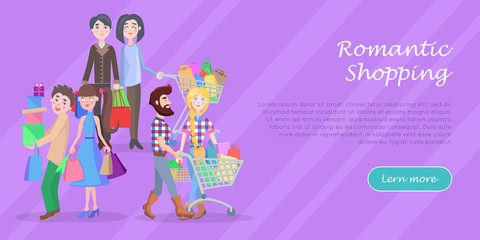 Romantic Shopping Cartoon Flat Vector Concept