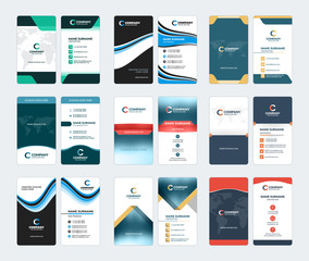 Collection of vertical business card vector templates. Stationery design vector set