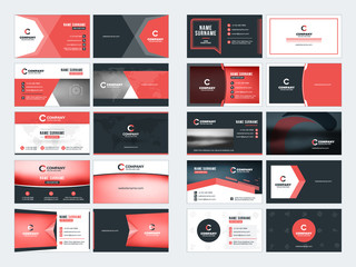 Collection of double-sided business card vector templates. Stationery design vector set