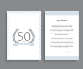 50th anniversary decorated greeting / invitation card template.