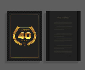 40th anniversary decorated greeting / invitation card template with logo.