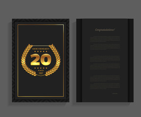 20th anniversary decorated greeting / invitation card template with logo.