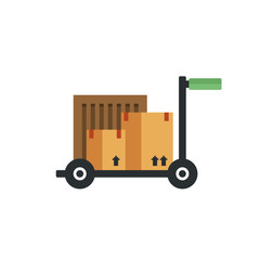 Box Package on a Cart Icon Illustration Isolated Vector Warehouse